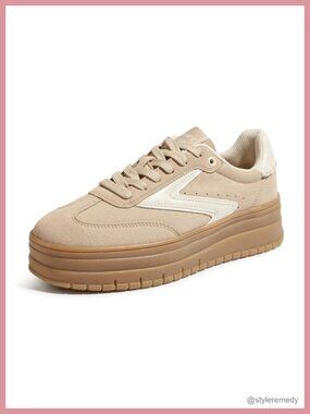 Platform Sneakers Gum Thick Sole Lace-Up PU Microfibre Women's Shoes